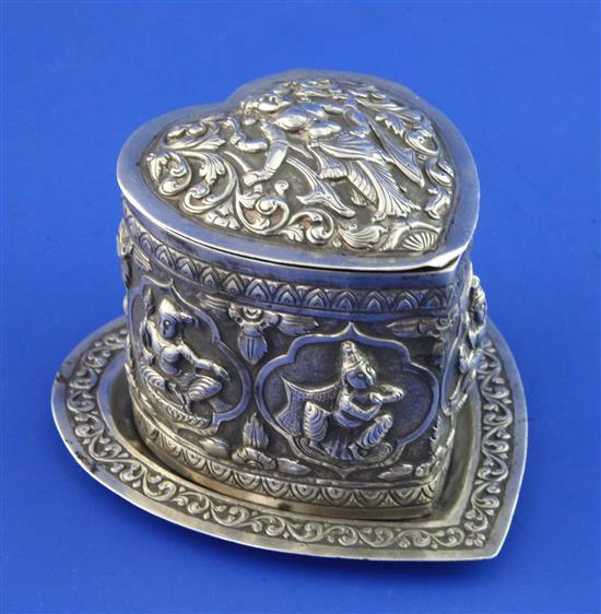 Indian silver box and dish.